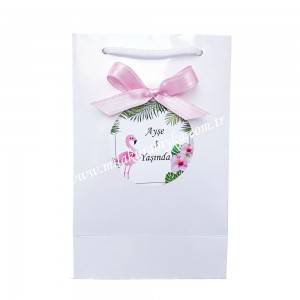 Flamingo Temalı Karton Çanta